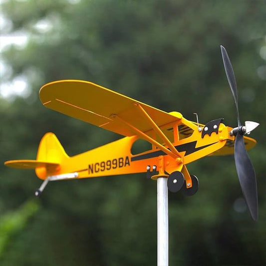 girouette-de-jardin-avion-jaune