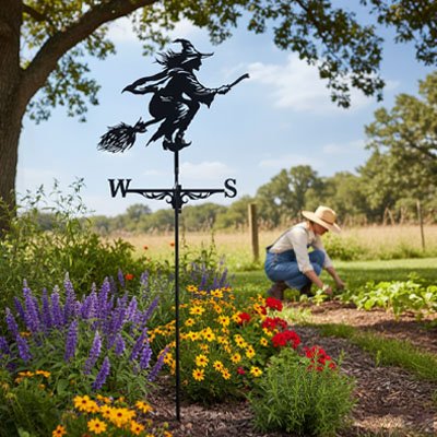 girouette-de-toit-sorcière-déco-jardin